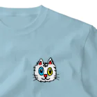 エマメ本舗のオッドアイの白猫エマメちゃんグッズ ワンポイントTシャツ