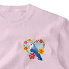 あにまるめいとのお花リースバイオレットチェリー ワンポイントTシャツ