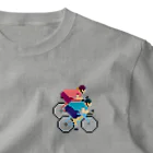 のりものドット絵Tシャツのふたりride（青・赤） One Point T-Shirt