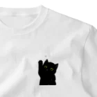 kiramekito_nekoのお返事する黒猫 ワンポイントTシャツ