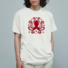 oba:obaの蛸印レッド オーガニックコットンTシャツ