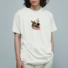ハートのしっぽコーギーグッズ屋さん♡の【Kids】ウィンク こーぎーオーガニックコットンTシャツ赤 Organic Cotton T-Shirt