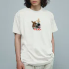 ハートのしっぽコーギーグッズ屋さん♡の【Kids】ウィンク こーぎーオーガニックコットンTシャツ赤 オーガニックコットンTシャツ