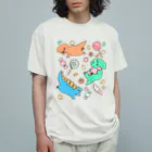 DinogaSuki -恐竜のこども服-のお菓子と恐竜のこどもたち オーガニックコットンTシャツ