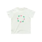 hoshi shopのflower circle - pink - Organic Cotton T-Shirt