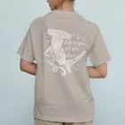 Astrio SUZURI店のヘナ柄ハンマーヘッドシャーク白 オーガニックコットンTシャツ