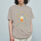 osakana's SHOPのぷんぷんハリネズミのシュガースプレーアイス🍨Tシャツパターン オーガニックコットンTシャツ