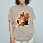 うさぎのうみちゃんねるショップのたろちゃんエンブレム-うさぎのうみのうさ友シリーズ Organic Cotton T-Shirt