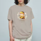 カワウソとフルーツのBaby Otters Honey（文字茶色） Organic Cotton T-Shirt