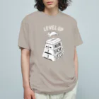 ねこぜもんのLEVEL UP FTS しろいロゴ オーガニックコットンTシャツ