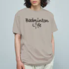 sports_tower スポーツタワーのバドミントン・Badminton・文字・おしゃれ・スポーツライフ・ラリー・デザイン・Tシャツ・スポーツ・かっこいい・かわいい・女子・男子・羽球・シャトル・スマッシュ・ラケット・プレーヤー・選手 Organic Cotton T-Shirt