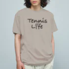 sports_tower スポーツタワーのテニス・TENNIS・ライフ・筆記文字・アイテム・デザイン・ラケット・ガット・イラスト・スポーツ・Tシャツ・サーブ・男子・女子・かっこいい・かわいい・選手・画像・ボール・王子・応援 オーガニックコットンTシャツ