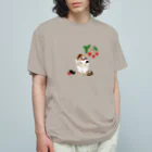 PERIDOTの木苺とシマリス オーガニックコットンTシャツ