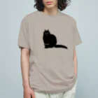 sunokko designの長毛黒猫おこげちゃん Organic Cotton T-Shirt