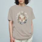 ラビッシュアートの貝の火：うさぎの主人公 オーガニックコットンTシャツ