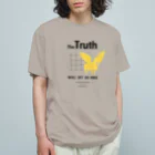 mochico_veganのDOMINION-T イエロー(格子あり/グレー地) オーガニックコットンTシャツ