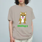 Lily bird（リリーバード）のにこにこ柴犬 英語ロゴ入り Organic Cotton T-Shirt