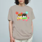 Lily bird（リリーバード）の柴犬ベビーず 和柄背景① オーガニックコットンTシャツ