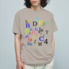 ヒラエイのアルファベットと数字の洪水３ オーガニックコットンTシャツ
