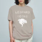 LunE Reptilのレオパードゲッコー白 オーガニックコットンTシャツ