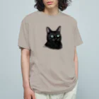 猫とやっし～ぃのアレコレのキリッと黒猫 オーガニックコットンTシャツ