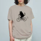 k_oの自転車に乗ったねこ Cycling cat オーガニックコットンTシャツ