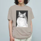 nya-mew（ニャーミュー）の眼鏡ニャン子（めがねにゃんし） オーガニックコットンTシャツ