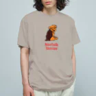 TOMOS-dogのふりむき犬（ドット）ブラタン オーガニックコットンTシャツ