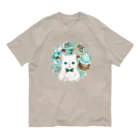 ネコのひたいのニャンコと美味しい時間シリーズ「ミント味！」 Organic Cotton T-Shirt