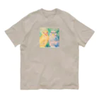 harupink🌸ペット似顔絵illustのtwinセキセイインコ オーガニックコットンTシャツ