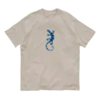 ツバメ堂の青いしましまのトカゲ オーガニックコットンTシャツ
