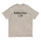 sports_tower スポーツタワーのバドミントン・Badminton・文字・おしゃれ・スポーツライフ・ラリー・デザイン・Tシャツ・スポーツ・かっこいい・かわいい・女子・男子・羽球・シャトル・スマッシュ・ラケット・プレーヤー・選手 Organic Cotton T-Shirt