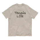 sports_tower スポーツタワーのテニス・TENNIS・ライフ・筆記文字・アイテム・デザイン・ラケット・ガット・イラスト・スポーツ・Tシャツ・サーブ・男子・女子・かっこいい・かわいい・選手・画像・ボール・王子・応援 オーガニックコットンTシャツ