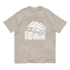 引田玲雄 / Reo Hikitaのカエルメイト_セビレガエル_ホワイトロゴ オーガニックコットンTシャツ