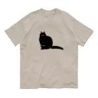sunokko designの長毛黒猫おこげちゃん Organic Cotton T-Shirt