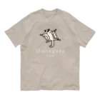 Hanagara animal cafeのモモンガと花柄アニマルカフェのロゴ入り。 オーガニックコットンTシャツ