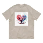 Chika-Tataのサクラとハート オーガニックコットンTシャツ