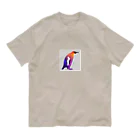 mirinconixの紫からオレンジのグラデーションのペンギン オーガニックコットンTシャツ