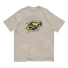 Mustard_Indigo_Blueのヒラメ×花柄 Organic Cotton T-Shirt