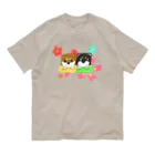 Lily bird（リリーバード）の柴犬ベビーず 和柄背景① オーガニックコットンTシャツ