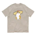 5corgisの麦わらコーギー オーガニックコットンTシャツ