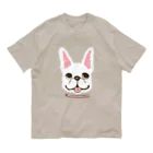 タバタ画房のフレンチブルドックくん　ホワイト オーガニックコットンTシャツ