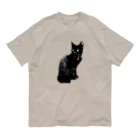 クロミケハチワレの黒猫スタンプ オーガニックコットンTシャツ