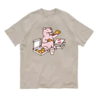 ichomaeのピザを食べるブタ（カラー） オーガニックコットンTシャツ