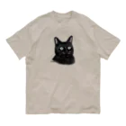 猫とやっし～ぃのアレコレのキリッと黒猫 オーガニックコットンTシャツ