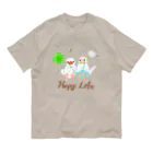 Lily bird（リリーバード）の幸せ小鳥&シロツメクサ Organic Cotton T-Shirt