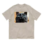 calling_catの黒猫のわりにそんなに黒くない黒猫のかげちよくん オーガニックコットンTシャツ