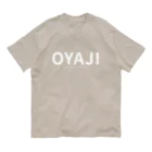 mihaoのショップのOYAJIホワイト オーガニックコットンTシャツ