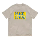 サトオのウクライナ色PEACE LOVEピースマーク（Peace symbol） Organic Cotton T-Shirt