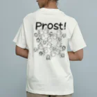 Handgestrickt Ju shopの【背面】Prost！／ビール倶楽部 Organic Cotton T-Shirt